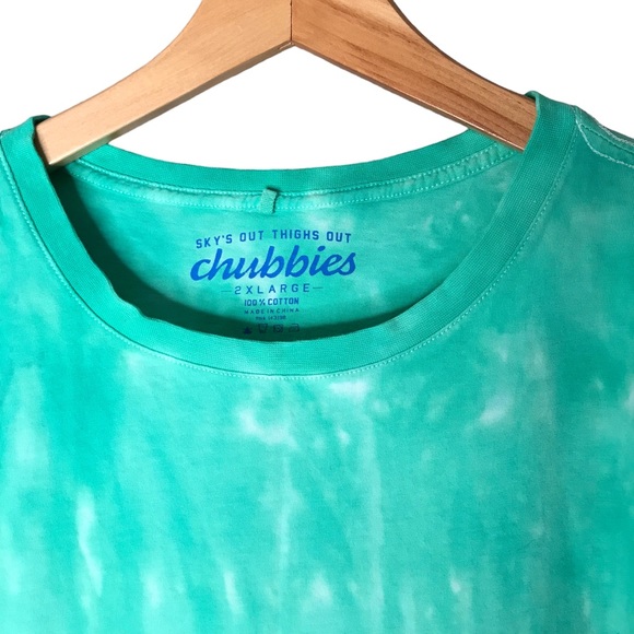 Chubbies Tie Dye Short Sleeve Tee Green Blue Cotton T-Shirt Men’s 2XL - Picture 4 of 9